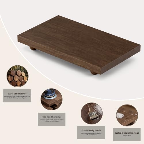 Solid Walnut Wood Riser Stand - 12x7 Rustic Pedestal Tray for Counter Decor - Variation of 12" x 7" x 1.8"