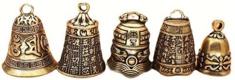 Skiennix Mini Antique Brass Copper Buddha Bells - 5-Piece Feng Shui Home Decor Set