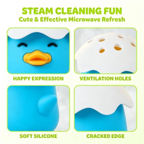 Blue Duck Microwave Steam Cleaner - Cute Kitchen Gadget for Fast Home Cleaning