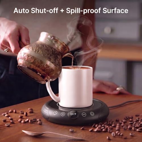36W Coffee Mug Warmer with 9 Temperature Settings & Timer - Fast Heating, Auto Shut-Off, LED Display, Black
