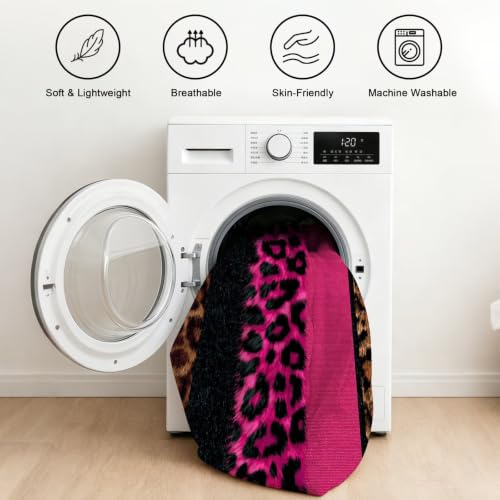 Pink Leopard Print Comforter Set Queen Size for Teens & Adults - Variation Hot Pink 07
