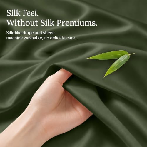 Queen Size Viscose from Bamboo Sheets Dark Olive - Cooling & Silky Soft