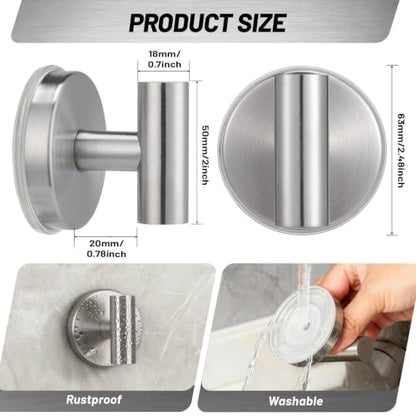 Stainless Steel Shower Suction Cup Hooks Brushed Nickel 2 Pack No Drill