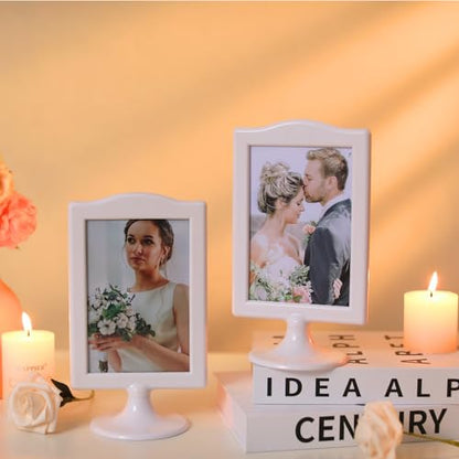 White Double Sided 4x6 Photo Frame Set - Wedding, Menu, Table Number Display