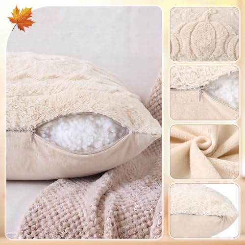 Fall Pumpkin Lumbar Pillow Covers 12x20 Inches Set of 2 - Autumn Decor