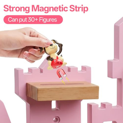 Castle Pink Magnetic Toy Storage Shelf for Toniebox - Kids Room Organizer