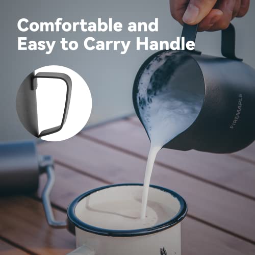 FireMaple Orca Milk Frothing Pitcher 12oz, Black-Espresso Milk Steaming Pitcher Suitable For Coffee, Latte And Frothing Milk, Ideal for Camping, Travel, Office, Home