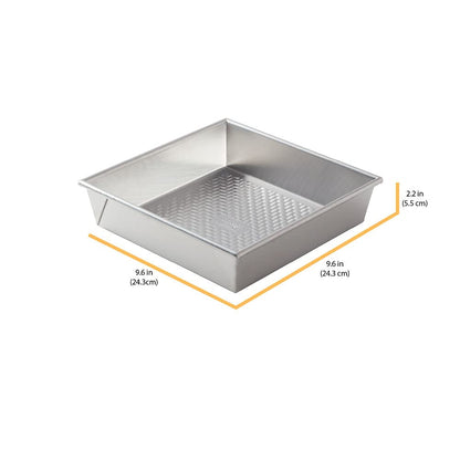 Chicago Metallic Uncoated Textured Aluminum Square Cake Baking Pan, 9-Inch, Silver