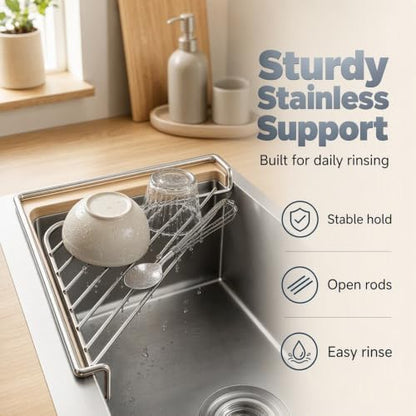Stainless Steel Corner Sink Shelf with Triangular Wire Rack - Drainage Organizer