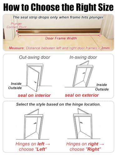 Self-Adjusting Aluminum Door Sweeper 31in/78.7cm Right Side Automatic Seal