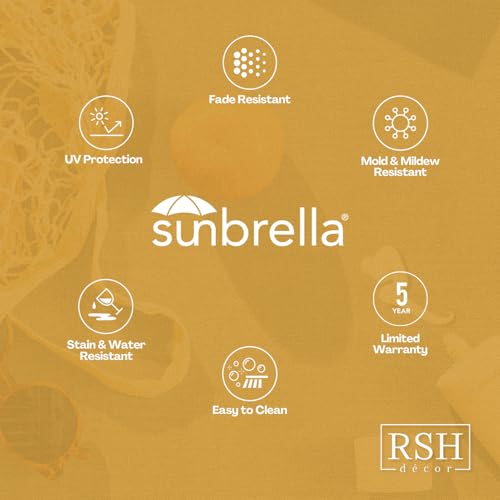 Outdoor Patio Pillows Set of 4 - Sunbrella Water & Fade-Resistant Fabric, 17x17 & 20x12 inches, Burlap & Chenille Variation