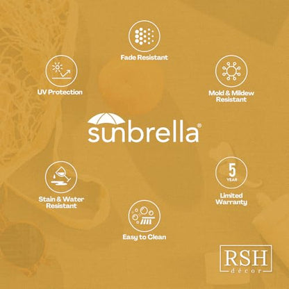 Outdoor Patio Pillows Set of 4 - Sunbrella Water & Fade-Resistant Fabric, 17x17 & 20x12 inches, Burlap & Chenille Variation