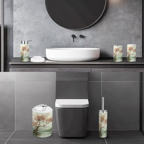 6-Piece Bathroom Accessory Set with Trash Can Soap Dispenser & Holder