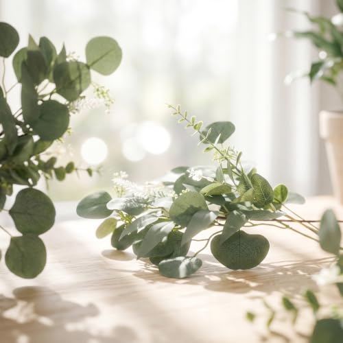 135 Pcs Artificial Eucalyptus Stems for Decor - Mixed Greenery, Flexible & Realistic
