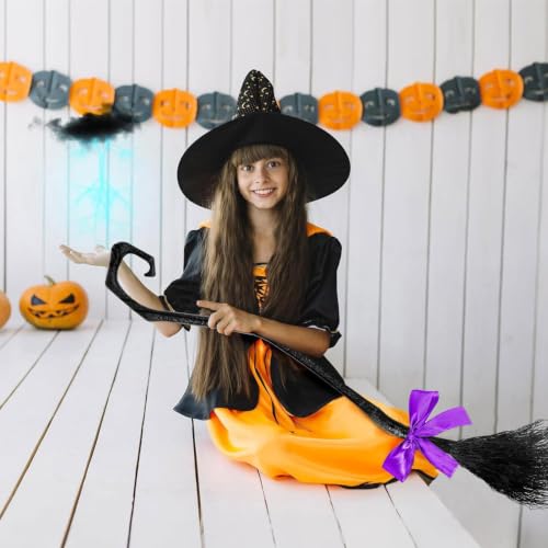 Halloween Witch Broom with Colorful Ribbons - Party Decor Prop