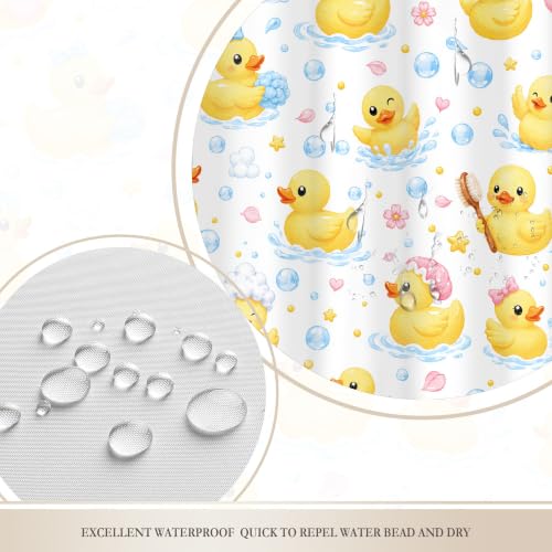 Bubble Duck Rubber Duck Shower Curtain Kids Bathroom Set - 60W x 72L