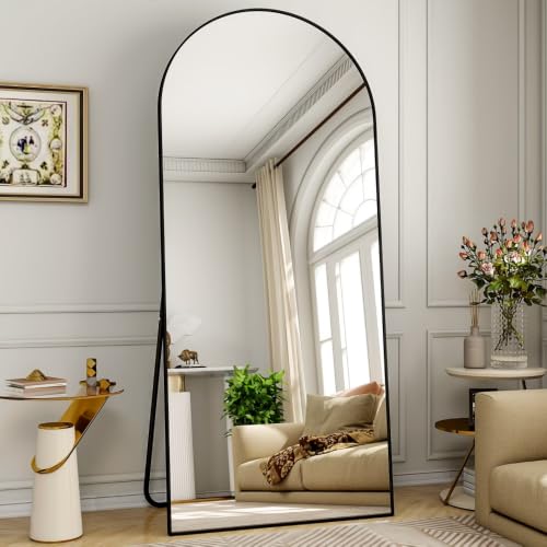 Full Length Arched Floor Mirror 71x26 Black Frame for Bedroom & Home Decor