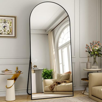 Full Length Arched Floor Mirror 71x26 Black Frame for Bedroom & Home Decor