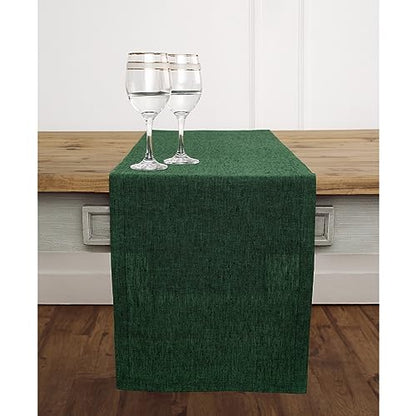 Linen Table Runner 14x90 Inches Forest Green - Handmade European Flax