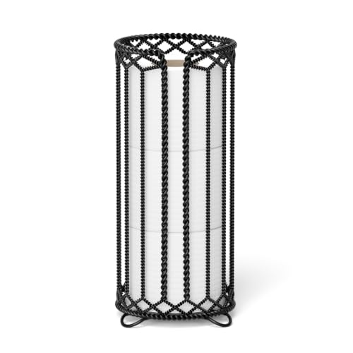 Freestanding Toilet Paper Holder Stand with Reserve Storage - Modern Bathroom Organizer