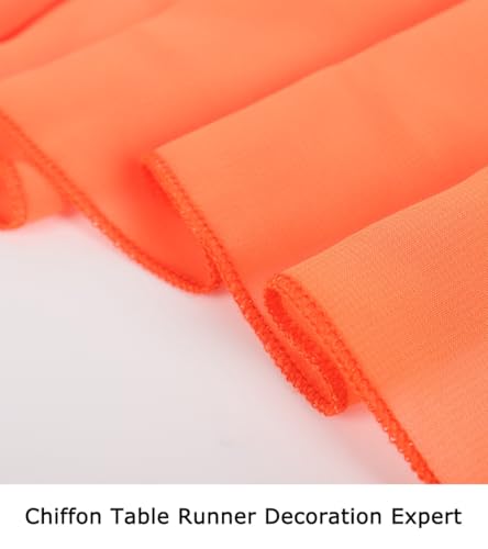 Burnt Orange Chiffon Table Runner 29x120 Inches - Rustic Wedding & Holiday Decor