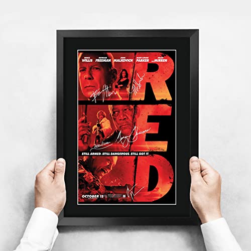 RED 1 Bruce Willis Helen Mirren Morgan Freeman Signed Movie Poster 16x12 Framed - Variation RED 1