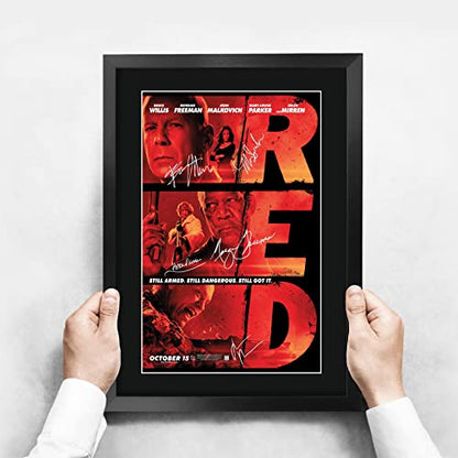 RED 1 Bruce Willis Helen Mirren Morgan Freeman Signed Movie Poster 16x12 Framed - Variation RED 1