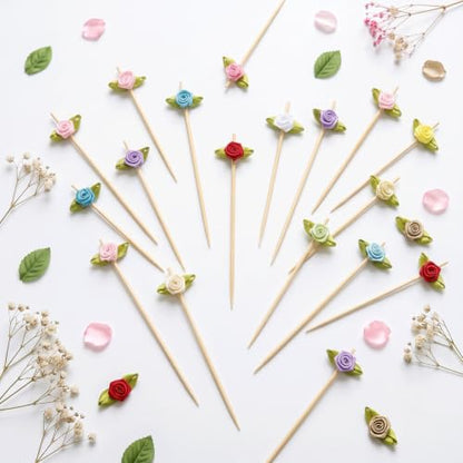 Flower Rose Bamboo Picks 100PCS Colorful Skewers for Cupcakes & Crafts - Variation of THIS listing