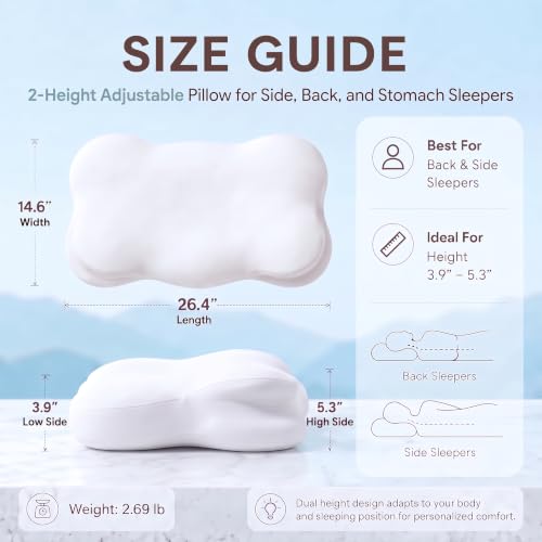 Large Cloud-Shaped Cervical Memory Foam Pillow for Neck Support