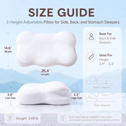 Large Cloud-Shaped Cervical Memory Foam Pillow for Neck Support