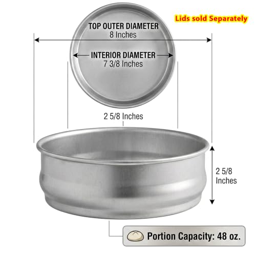 Heavy Duty Aluminum Dough Proofing Pans Set of 2 - 48 Oz Commercial Bread & Pizza Storage