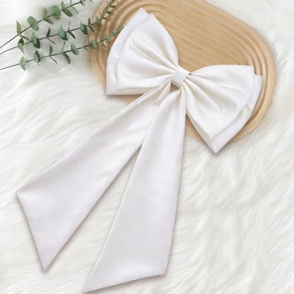 Big Satin Bow Black Wedding Sash Belt with Removable Bow - Large Bridal Waist Accessory, White Variation Included