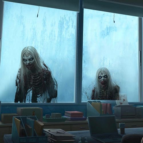 Halloween Window Clings Horror Skull Ghost Bloody Designs - Style17 - 2 Sheets Spooky Decals for Glass & Room Decor
