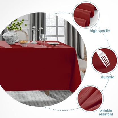 VidaFete Red Rectangle Tablecloth 90x132 Inches - 2 Pack for Dining & Events