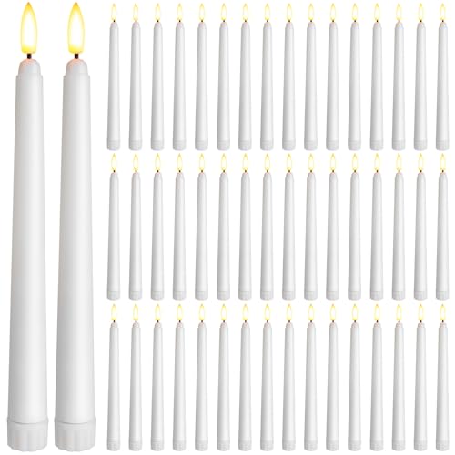 8.5 Inch Flameless Taper Candles Bulk 50 Pack Battery Operated White LED