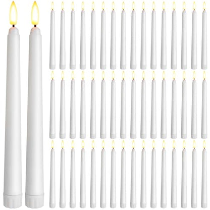 8.5 Inch Flameless Taper Candles Bulk 50 Pack Battery Operated White LED