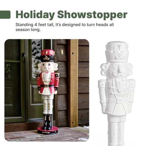 2 Pack DIY 4-Foot Nutcracker Prince Paintable Holiday Statue - White