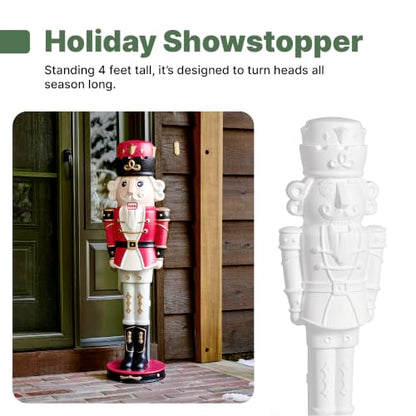 2 Pack DIY 4-Foot Nutcracker Prince Paintable Holiday Statue - White
