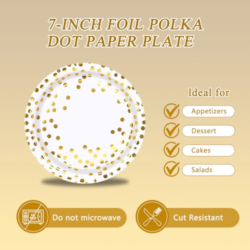 White Gold Disposable Paper Plates Set for Parties - 75 Pieces, Variation: White Gold4