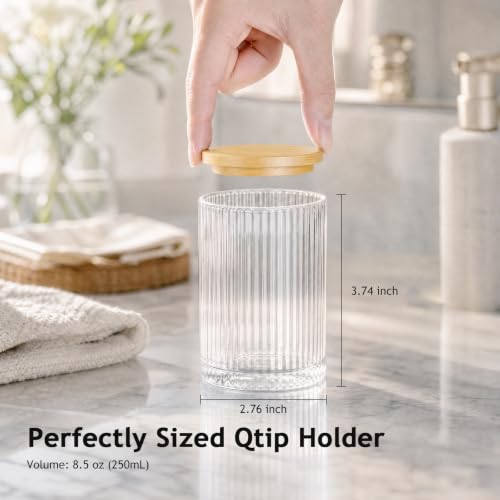 Glass Apothecary Jar with Natural Bamboo Lid - 2 Pack