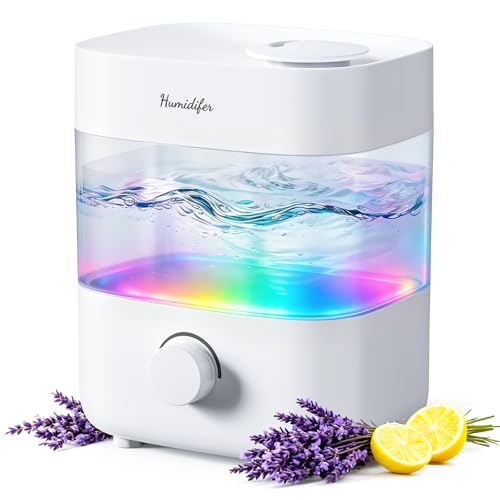 2L Top Fill Cool Mist Humidifier for Bedroom Quiet Ultrasonic Night Atmosphere