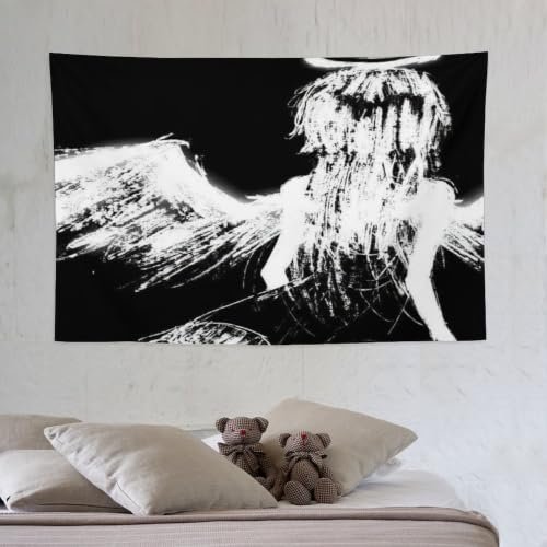 Black Angel Tapestry Wall Hanging Gothic Home Decor for Living Room Bedroom Office - White03, 40x60 Inch