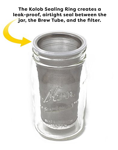 Brew Tube - Cold Brew Coffee Maker - 1 or 2 Quart Stainless Steel Mesh Reusable Filter for Wide Mouth Glass Mason Jar