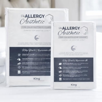 Calm Waterproof Mattress Protector Full Zippered Allergen Barrier, Soft & Quiet