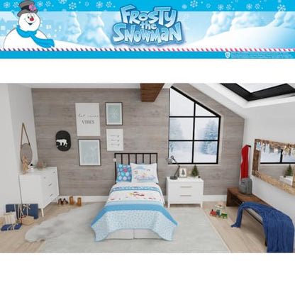 Frosty The Snowman Twin Quilt Set with Pillow Sham - Holiday Bedding