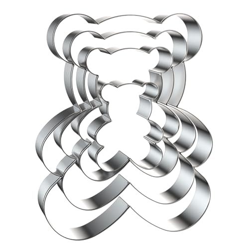Sitting Teddy Bear Cookie Cutter Set - 4 Sizes Stainless Steel, Kids Gift