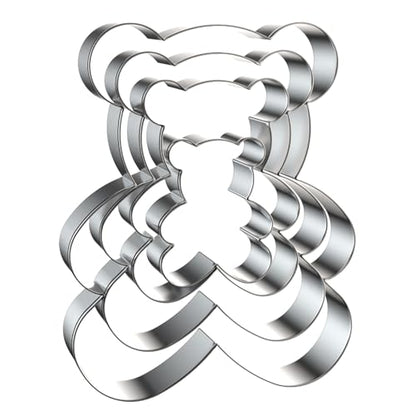 Sitting Teddy Bear Cookie Cutter Set - 4 Sizes Stainless Steel, Kids Gift