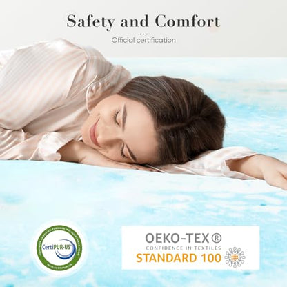 Memory Foam Mattress Topper King Size Gel Infused 2 Inch Support Cooling Bed Pad