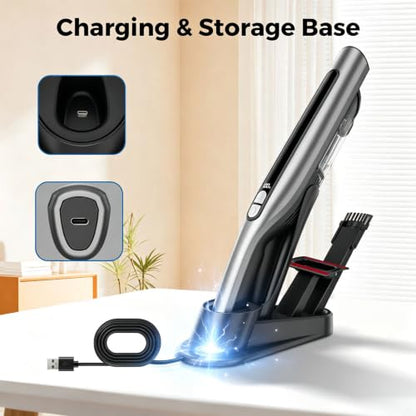Gray Cordless Vacuum Cleaner Stick Vacuum with 30KPa Suction and Charging Base