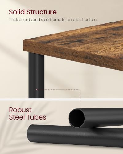 VASAGLE Rustic Brown & Ink Black 3-Tier Side Table with Charging Station